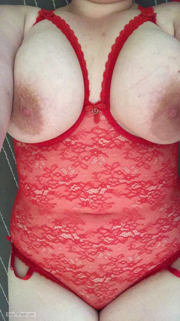 Tit Flash: Wife's Big Tits (Selfie) - My Wifes Boob Flash from United Kingdom